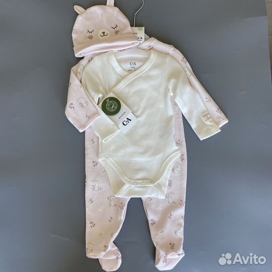 Слип боди шапка C&A 68,74,80