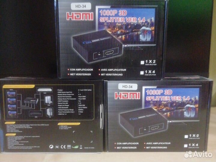 Разветвитель hdmi на 2 выхода hdmi Новый