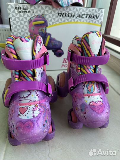 Раздвижные ролики и защита для девочки 26-29размер