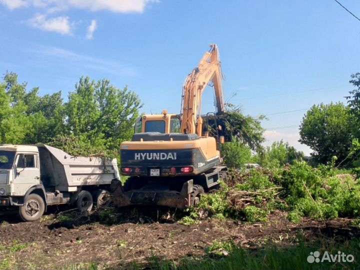 Расчистка участка,спил дерева,трактор
