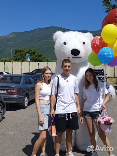 Белый мишка/ ростовая кукла/ танцующий мишка