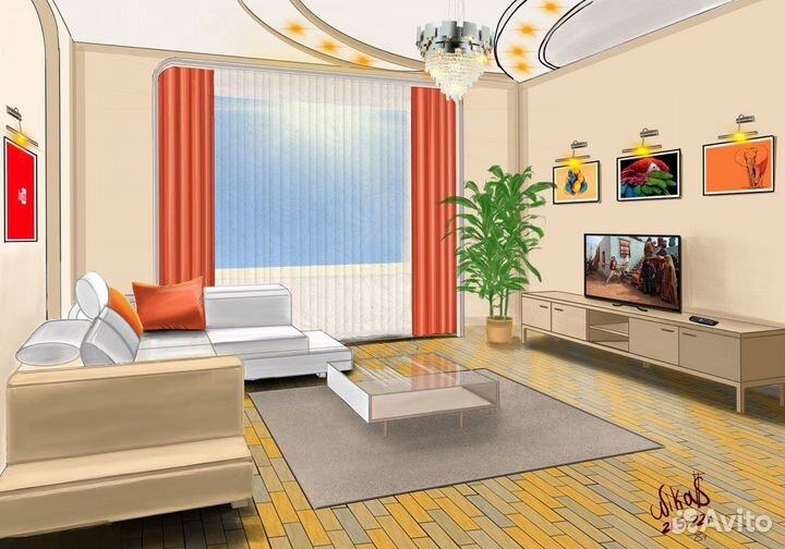 Интерьерный скетч