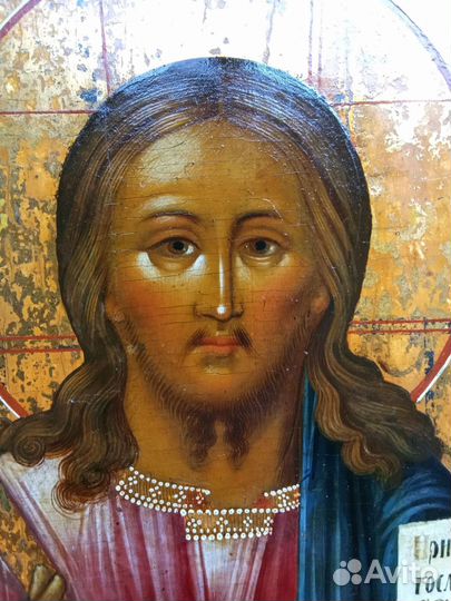 Икона старинная Деисус.Чин.Палех.19 век. Шедевр