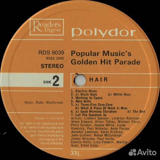 Виниловые диски, Hair-The Original London Cast