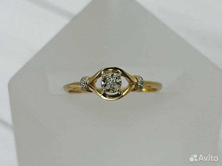 Кольцо золотое с бриллиантами 17,5 р-р (L9)