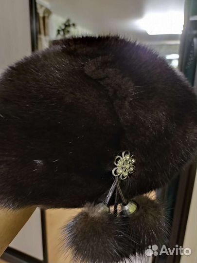 Беретка зимняя женская норковая