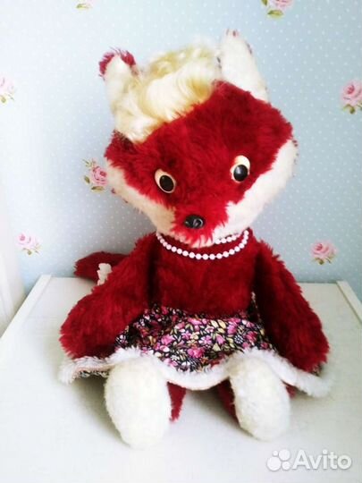 Большая мягкая игрушка Лиса времён СССР