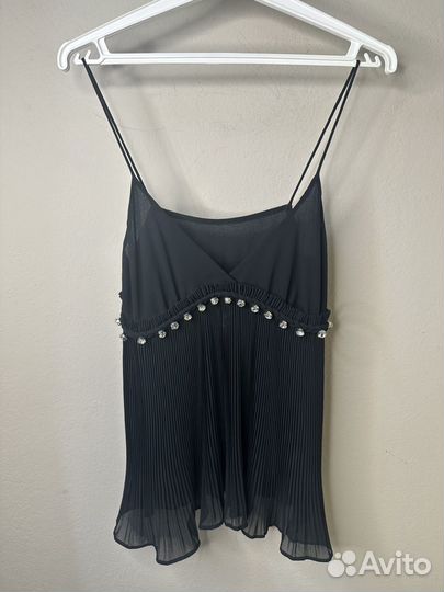 Топ Celine черный со стразами из шёлка s