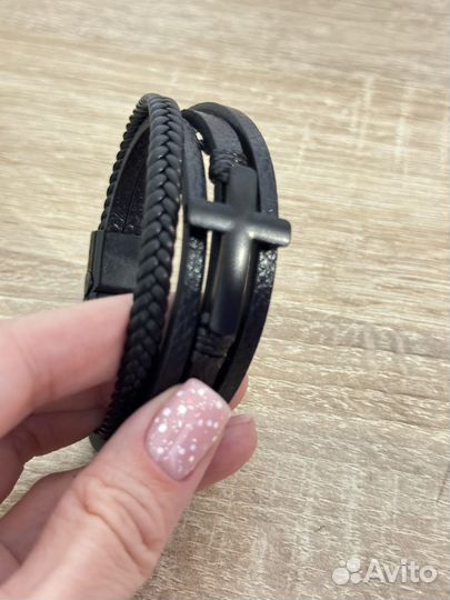 Кожаный мужской браслет