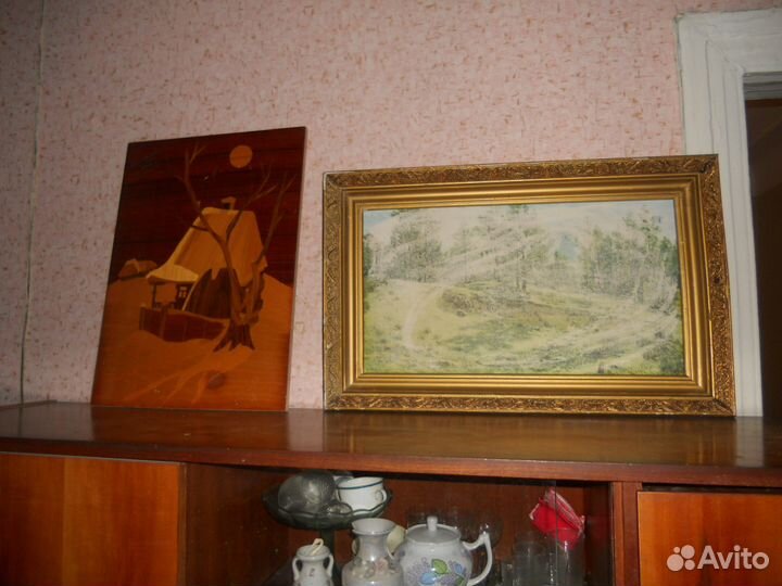 Старинные зеркало, Картина на полировке