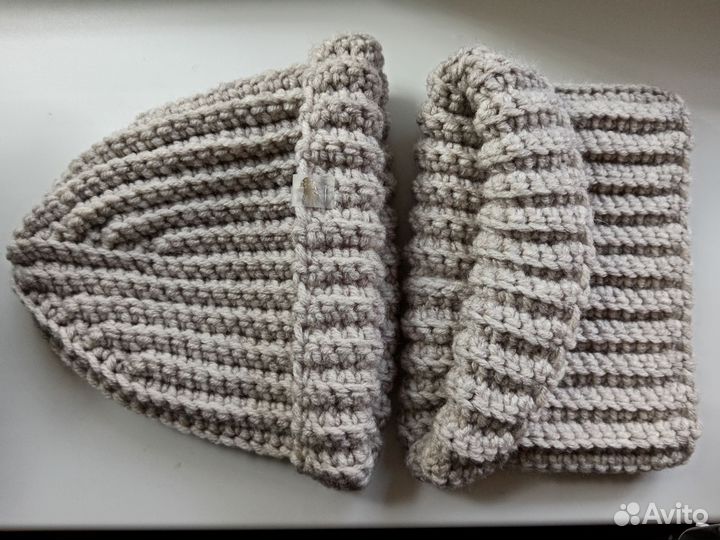 Комплект шапка бини + снуд труба ручная работа