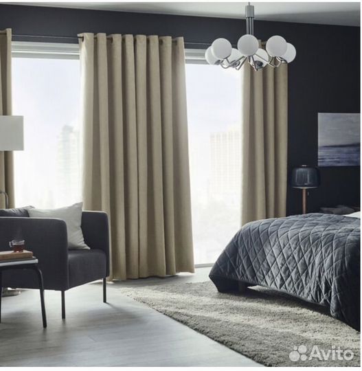 Шторы портьеры Биртна икеа 290*255 замша беж