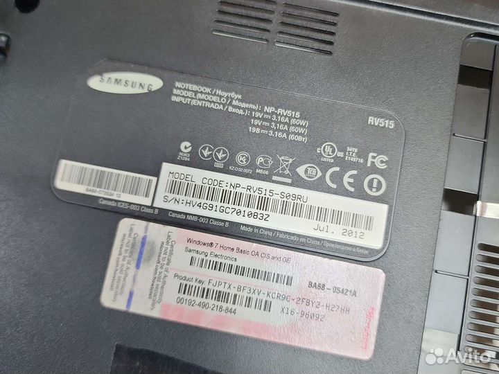 Поддон, нижний корпус для Samsung RC508, RV511