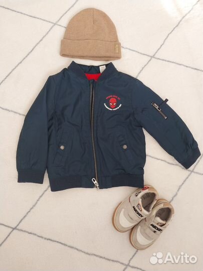 Куртка бомбер hm 98 для мальчика, шапка Zara