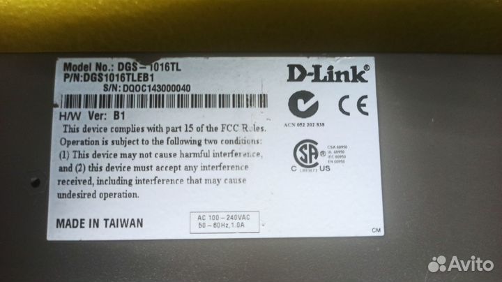 Коммутатор (свитч) в стойку D-Link DGS-1016TL
