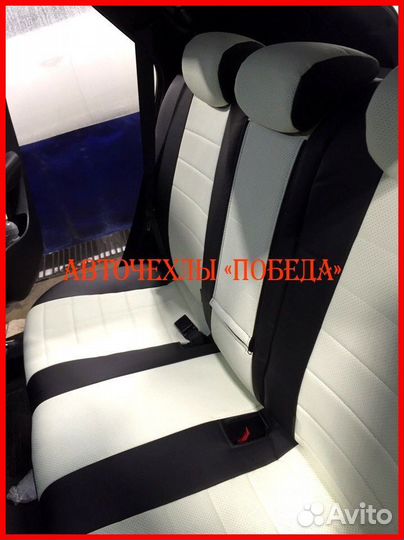 Чехлы Hyundai ix35 из экокожи чёрно-белые Классика