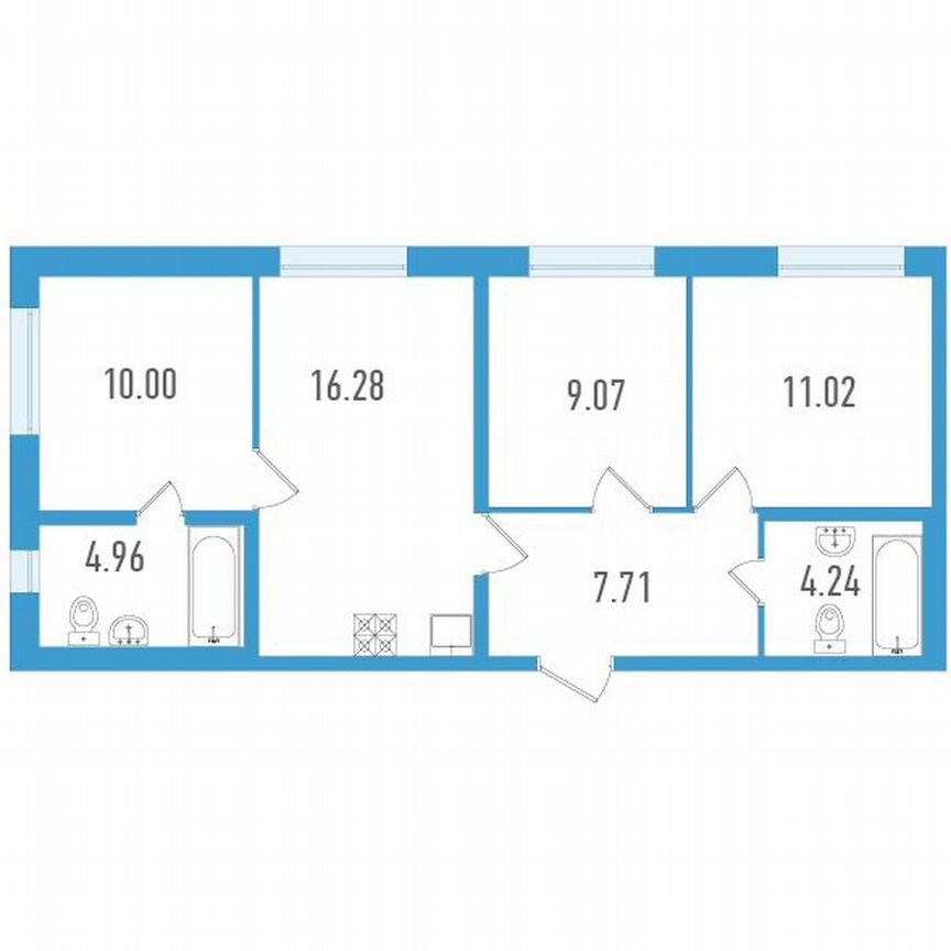 3-к. квартира, 63 м², 2/25 эт.