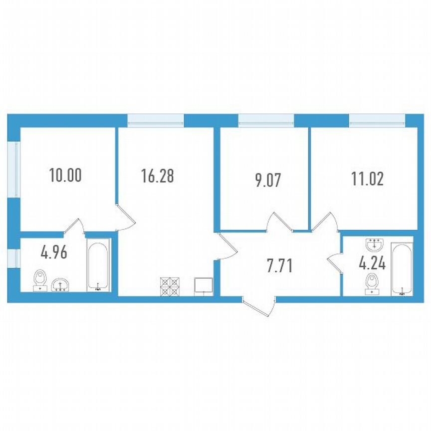 3-к. квартира, 63 м², 2/25 эт.