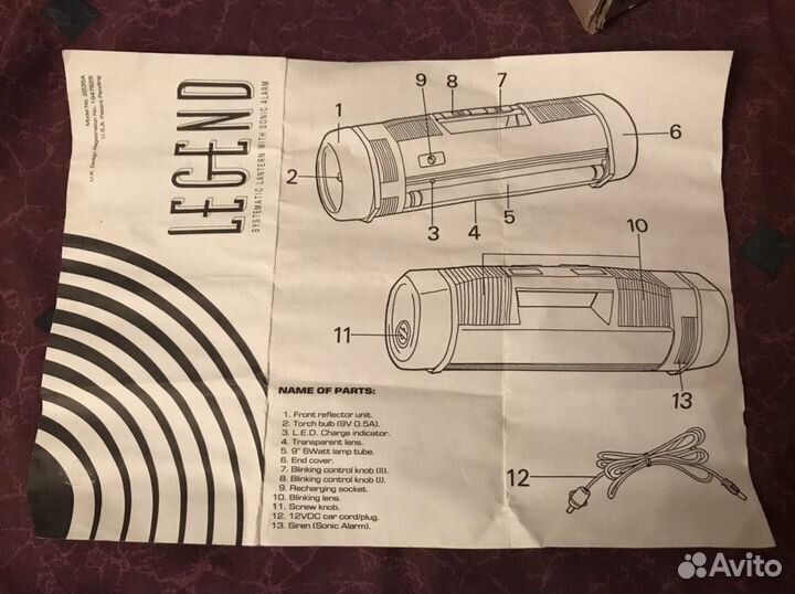 Фонарь автомобильный legend FT-2235A 30 см белый