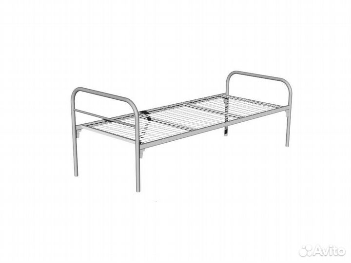 Кровать металлическая 1-ярусная с двумя усилениями
