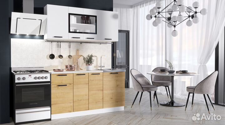 Кухня Хозяюшка Дуб вотан/Белый 1,5 метра (новая)