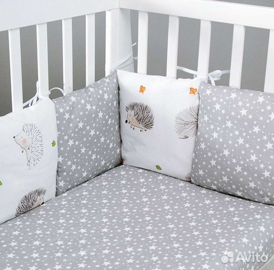 Бортики защитные в кроватку Amarobaby «Ёжики»