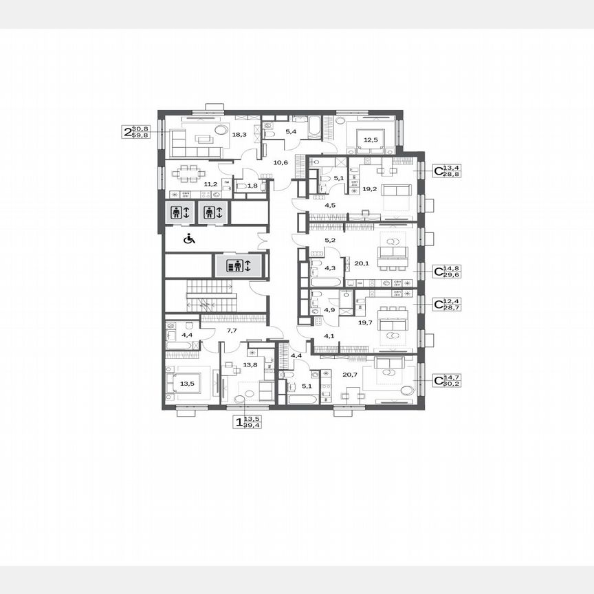 2-к. квартира, 60 м², 9/25 эт.