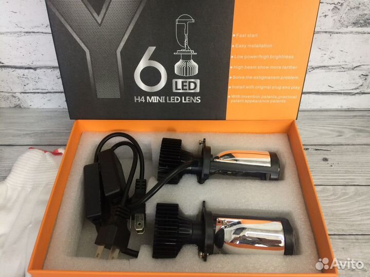 Светодиодные лед лампы с линзой Y6 цоколь Н4