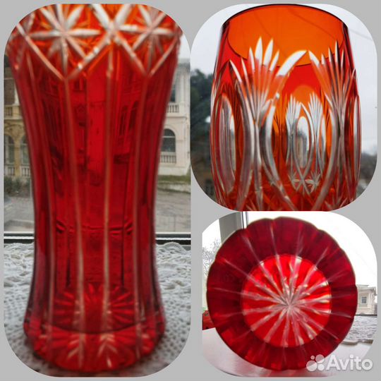 Вазы, графин, цветное стекло