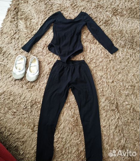 Купальник гимнастический, лосины и балетки