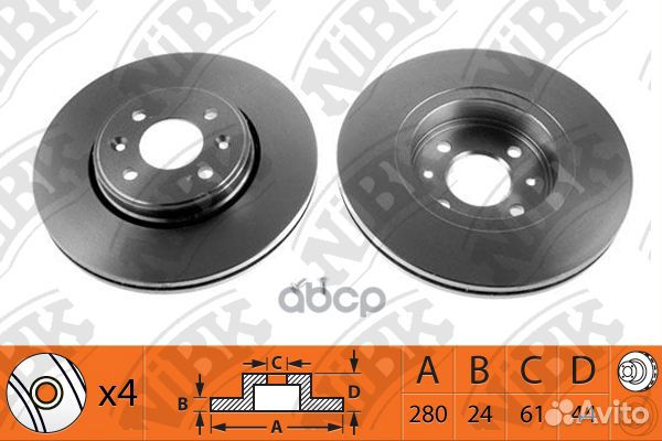 Диск тормозной передний NiBK RN1126 Толщина-24м