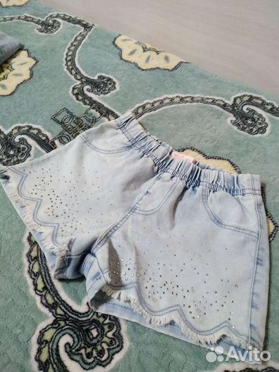 Джинсовые жакет, шорты и сарафан на 4-6 лет