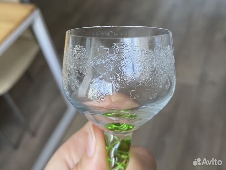 Рюмка фужер на ножке из богемского стекла СССР