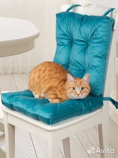 Стеганая подушка на стул на завязках Адриатик 40х