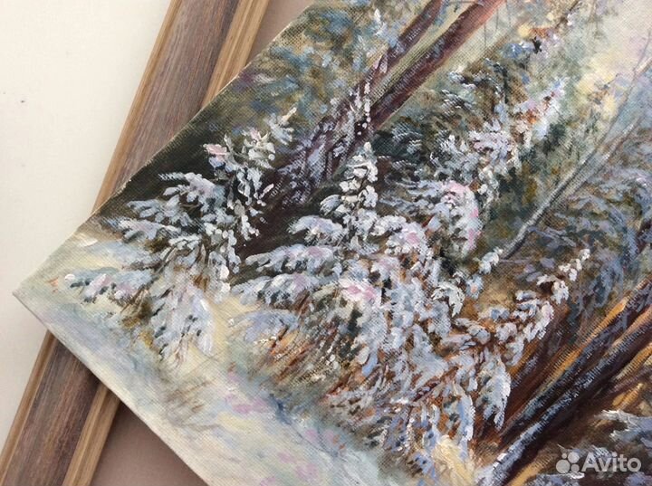 Зимний пейзаж, картина маслом