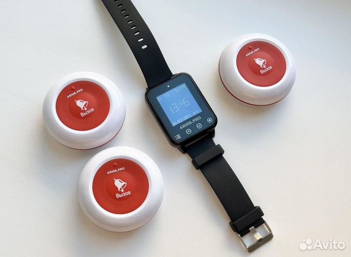 Комплект вызова: кнопка вызова официанта и часы