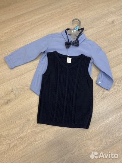 Комплект рубашка, жилет, бабочка, 92р h&m