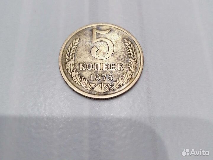 Монета СССР 5 копеек 1975 года