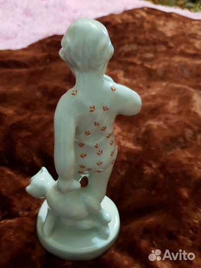 Мальчик с мишкой. Старинная Песочное Антиквариат Р