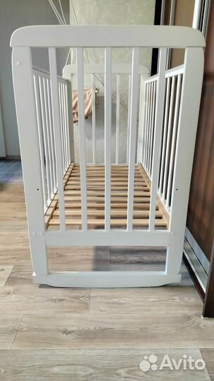 Детская кроватка Соня - Белая с колесиками+матрас