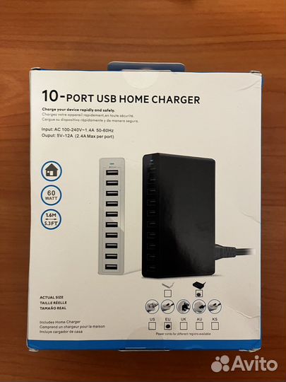 Новая зарядка на 10 usb 60w запечатанная