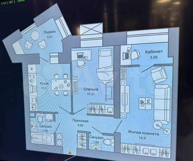 2-к. квартира, 58,3 м², 2/8 эт.