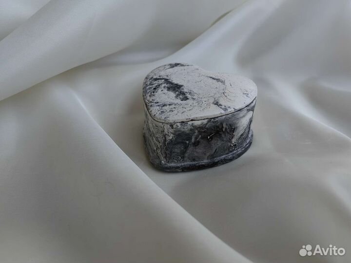 Подсвечник-шкатулка «Сердечко» с крышкой гипсовый