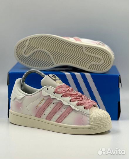 Кроссовки Adidas Superstar Originals White & Pink