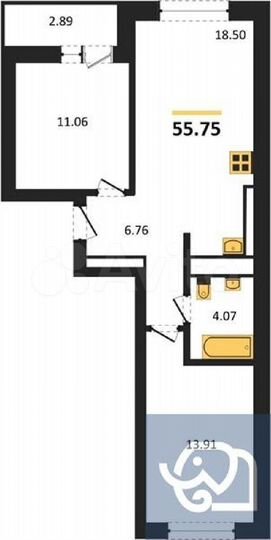 2-к. квартира, 55,8 м², 9/9 эт.