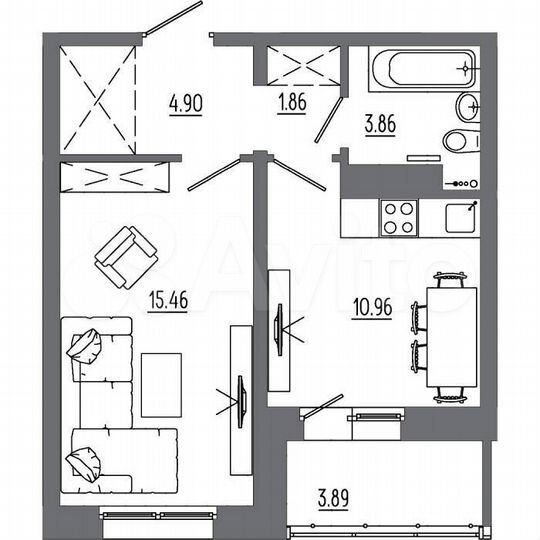 1-к. квартира, 40,3 м², 7/14 эт.