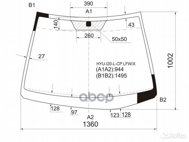 Стекло лобовое hyundai I20 3/5D HBK 09-14 HYU-I