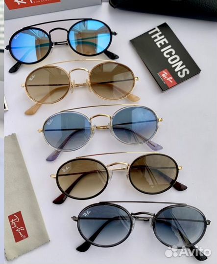 Очки ray ban oval Double Bridge пепельные