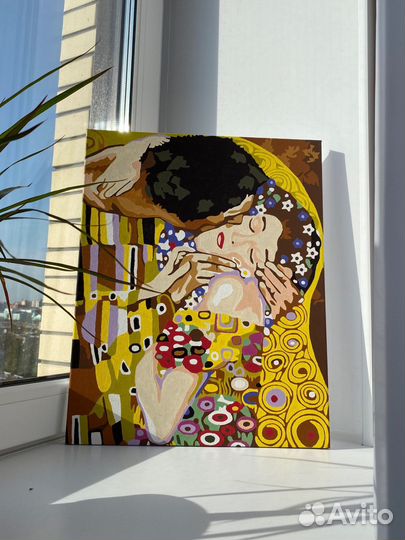 Картина интерьерная акрилом Густав Климт «Поцелуй»