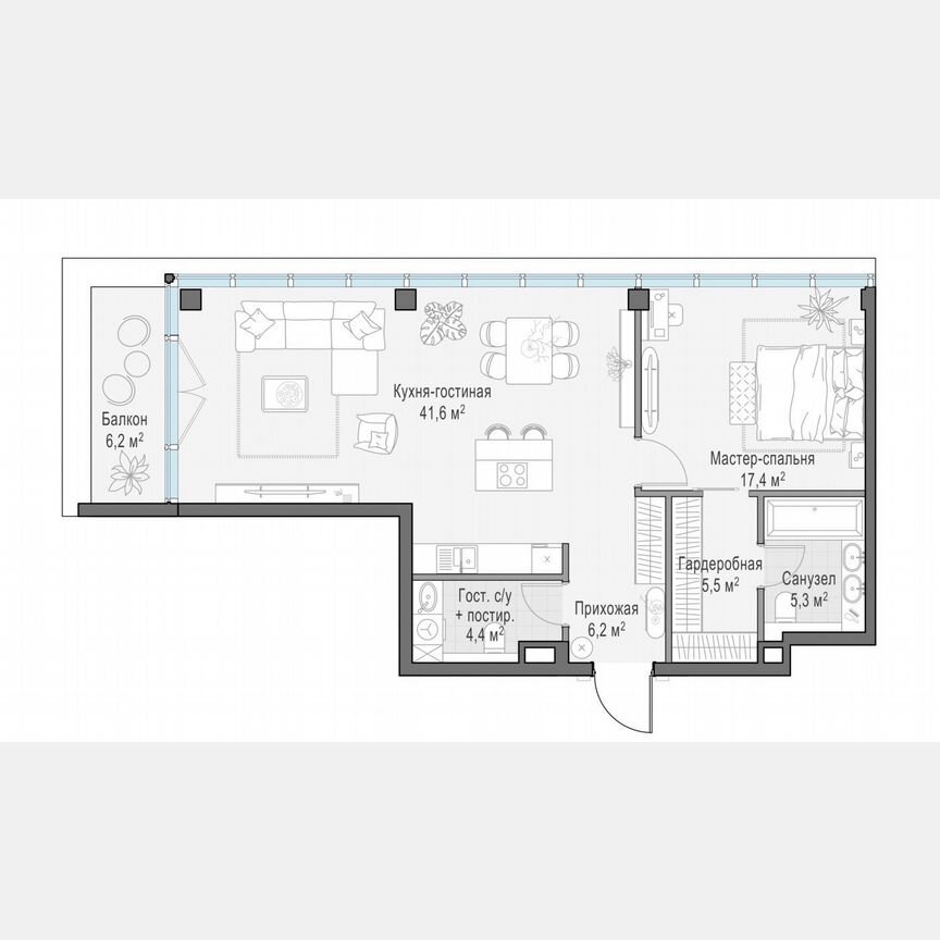 1-к. квартира, 82,4 м², 3/10 эт.